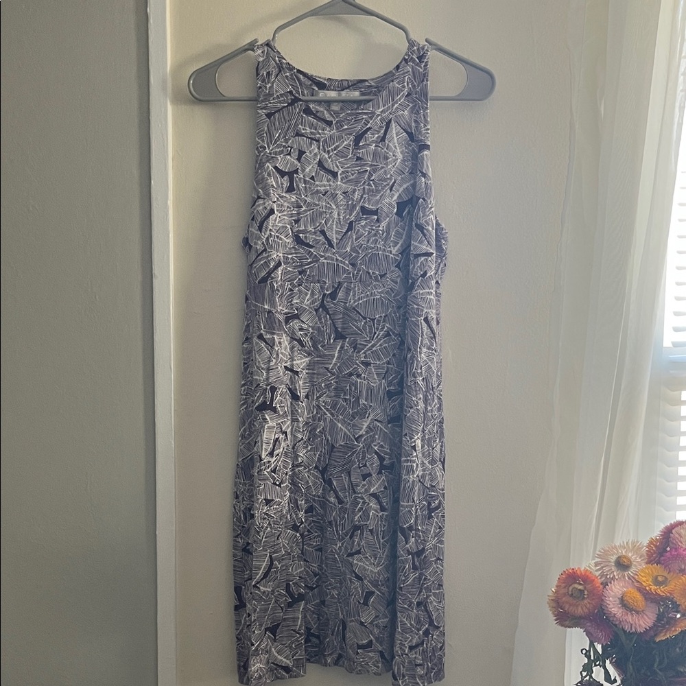 Athleta Black and White Geometric Midi Dress